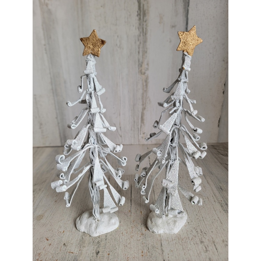 Metal pine star tree glitter Xmas figure home decor snow covered set unique